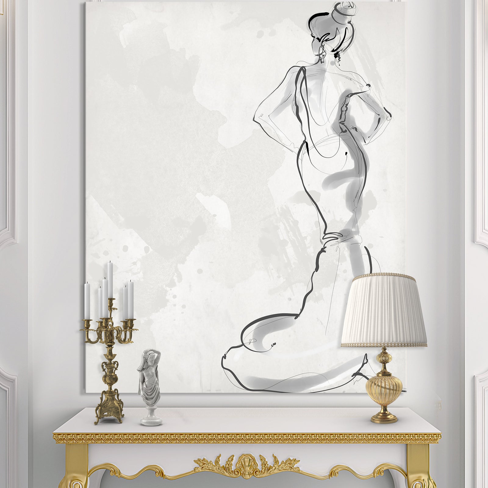 Fancy Woman In Evening Dress - Fashion Canvas Artwork
