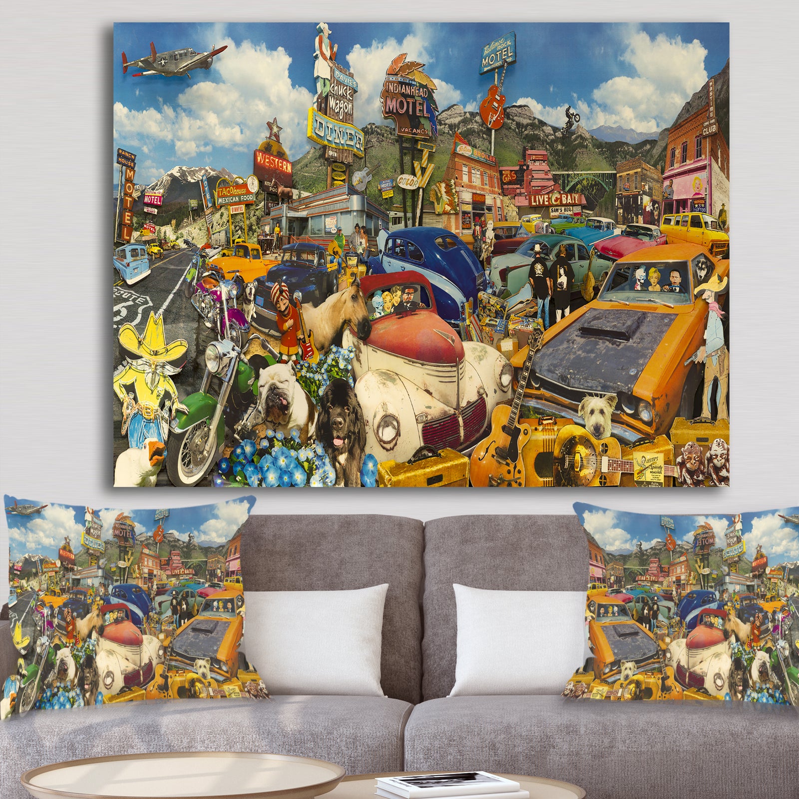 MidWest Roadside Collage - Modern & Contemporary Canvas Wall Art