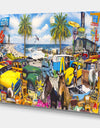 Classic Car Palm Beach Collage - Modern & Contemporary Canvas Art Print