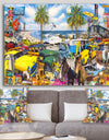 Classic Car Palm Beach Collage - Modern & Contemporary Canvas Art Print