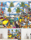 Classic Car Palm Beach Collage - Modern & Contemporary Canvas Art Print