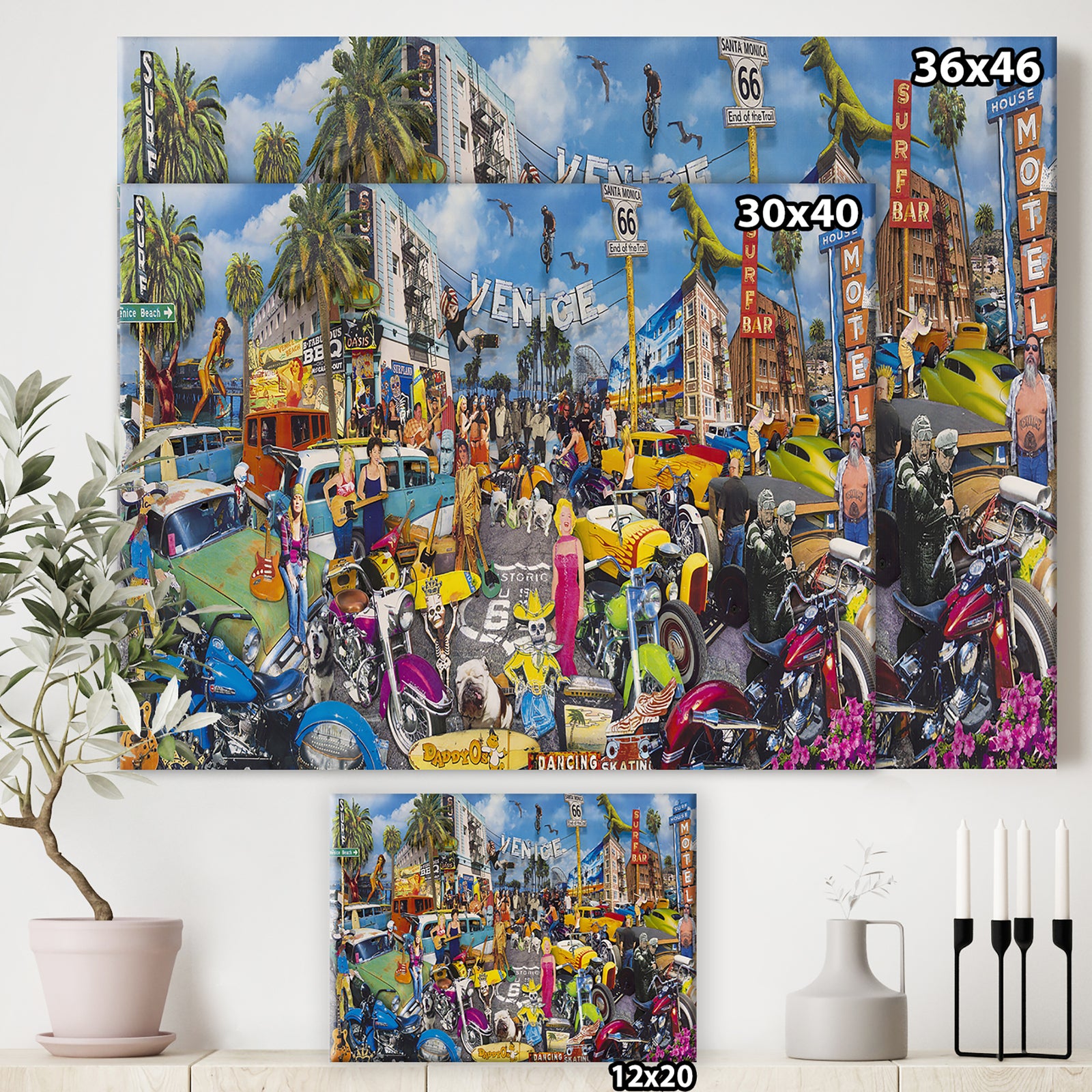 Venice Beach Roadside Collage - Modern & Contemporary Gallery-wrapped Canvas