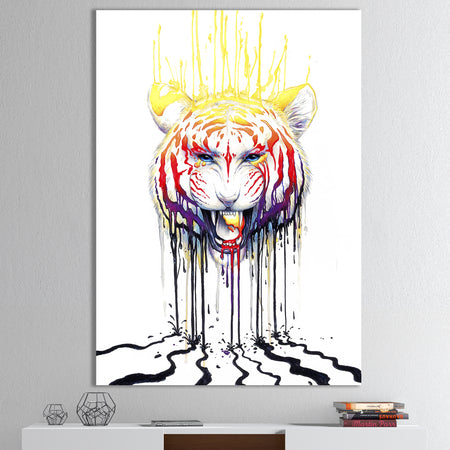 Wild Tiger Colour Rage - Cottage Canvas Art Print