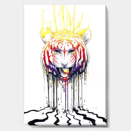 Wild Tiger Colour Rage - Cottage Canvas Art Print