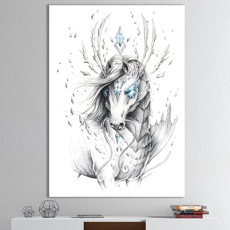 Sea Horse Crystal Blue - Modern & Contemporary Premium Canvas Wall Art
