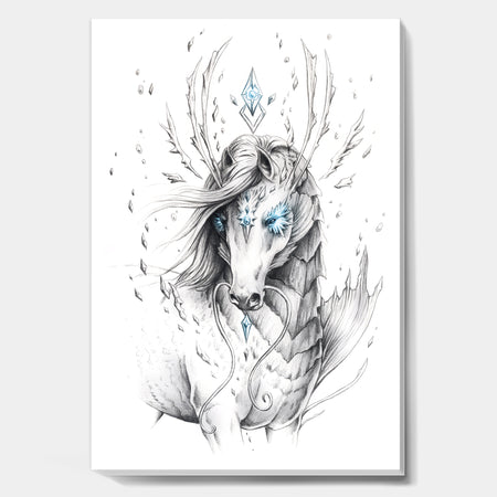 Sea Horse Crystal Blue - Modern & Contemporary Premium Canvas Wall Art