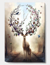 Deer With Blossoming Antlers - Cottage Canvas Wall Art