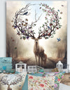 Deer With Blossoming Antlers - Cottage Canvas Wall Art