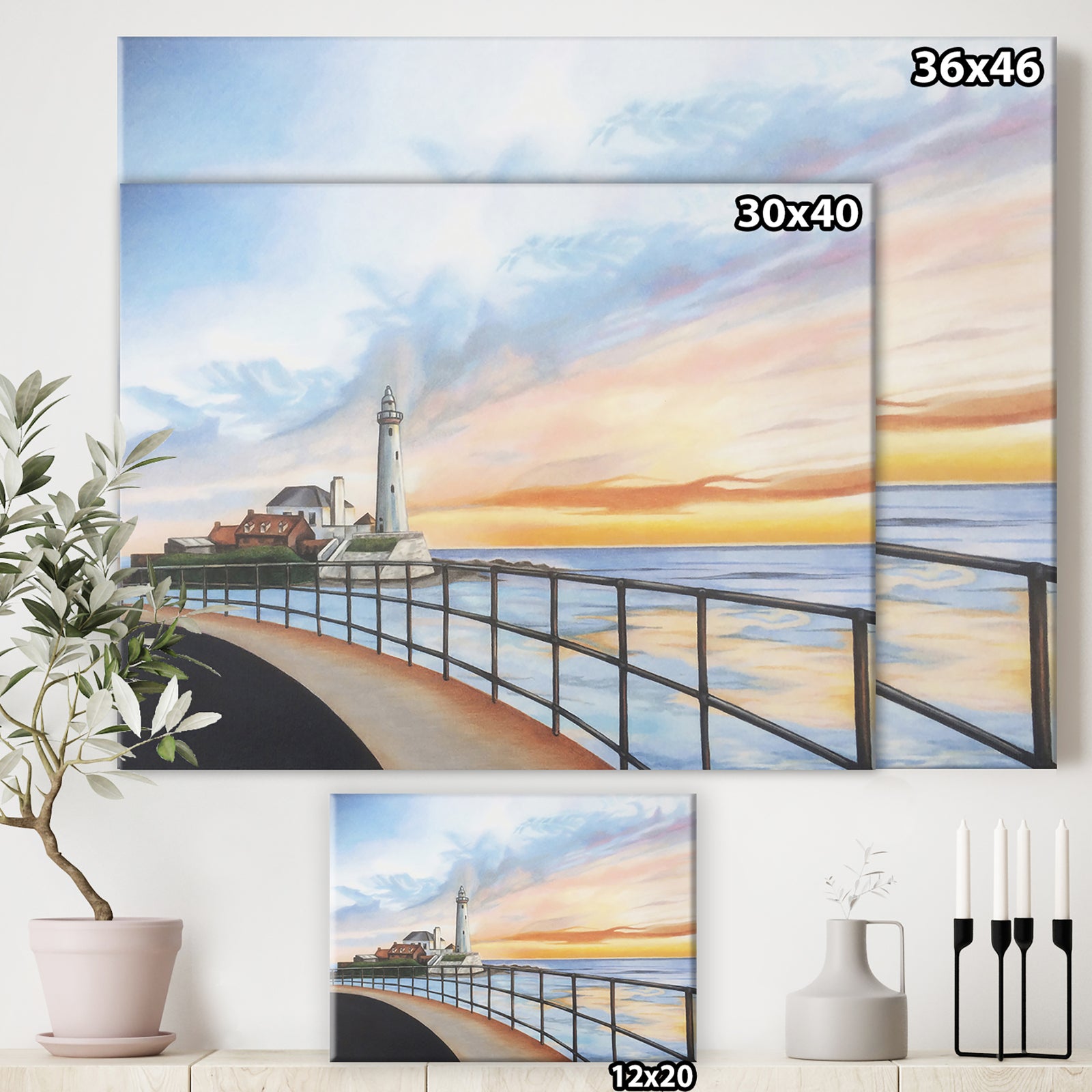 St Marys Lighthouse - Nautical & Coastal Canvas Artwork