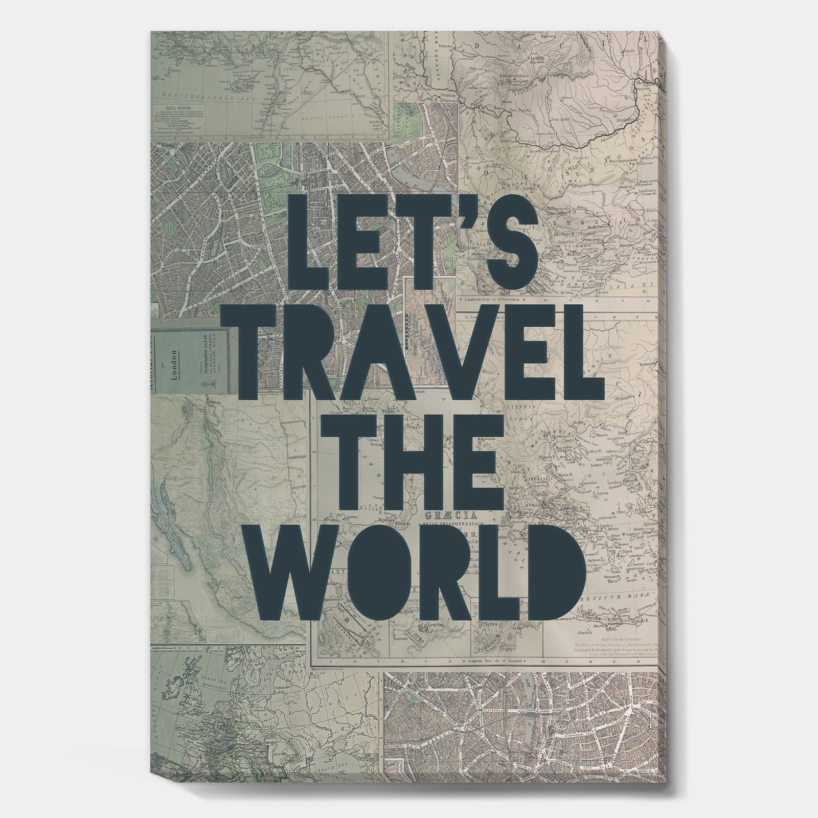 Lets Travel The World - Cottage Canvas Wall Art