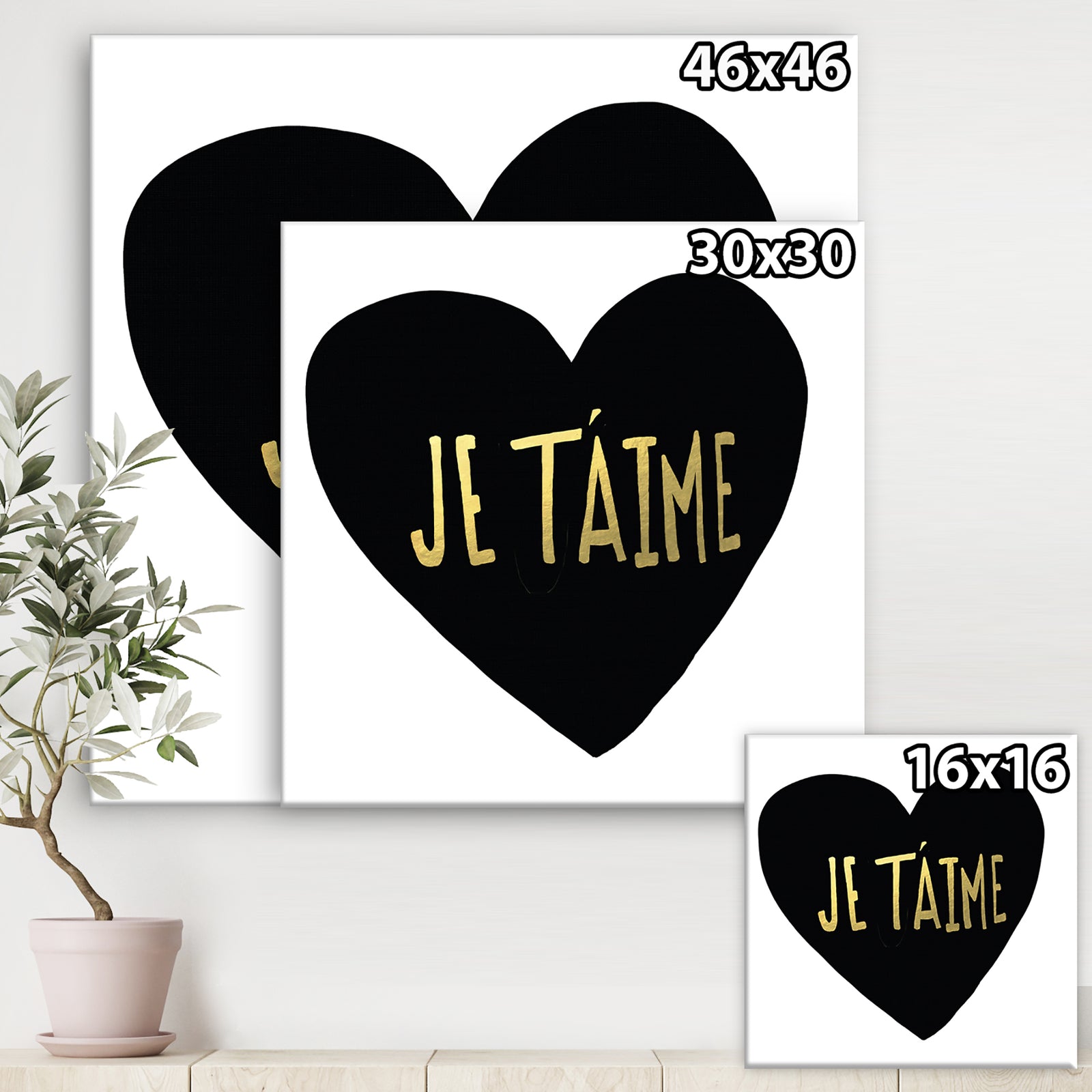 Je T Aime - Glam Premium Canvas Wall Art