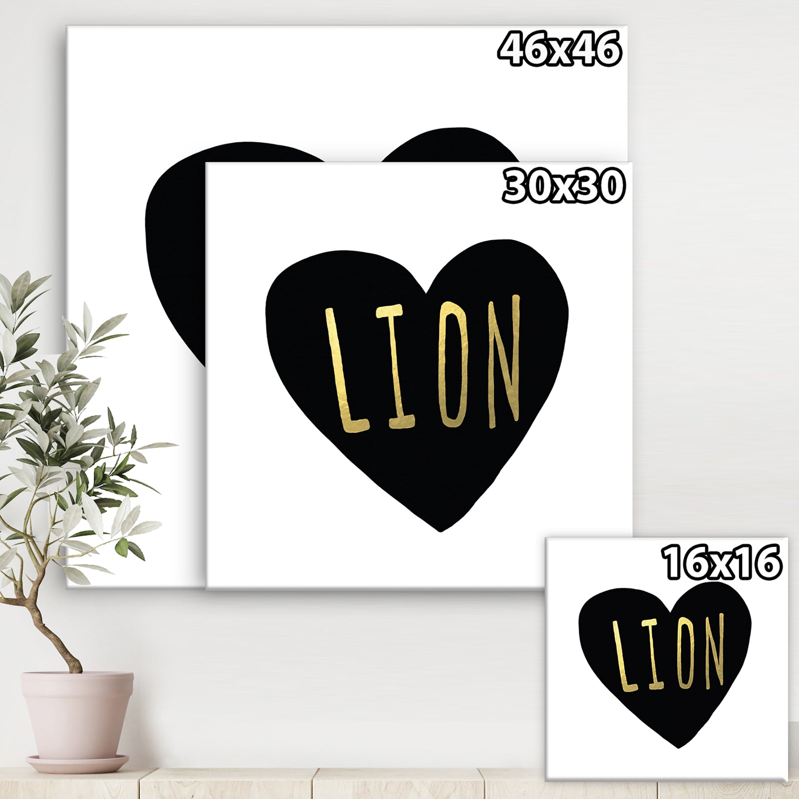 Lion Heart - Glam Premium Canvas Wall Art
