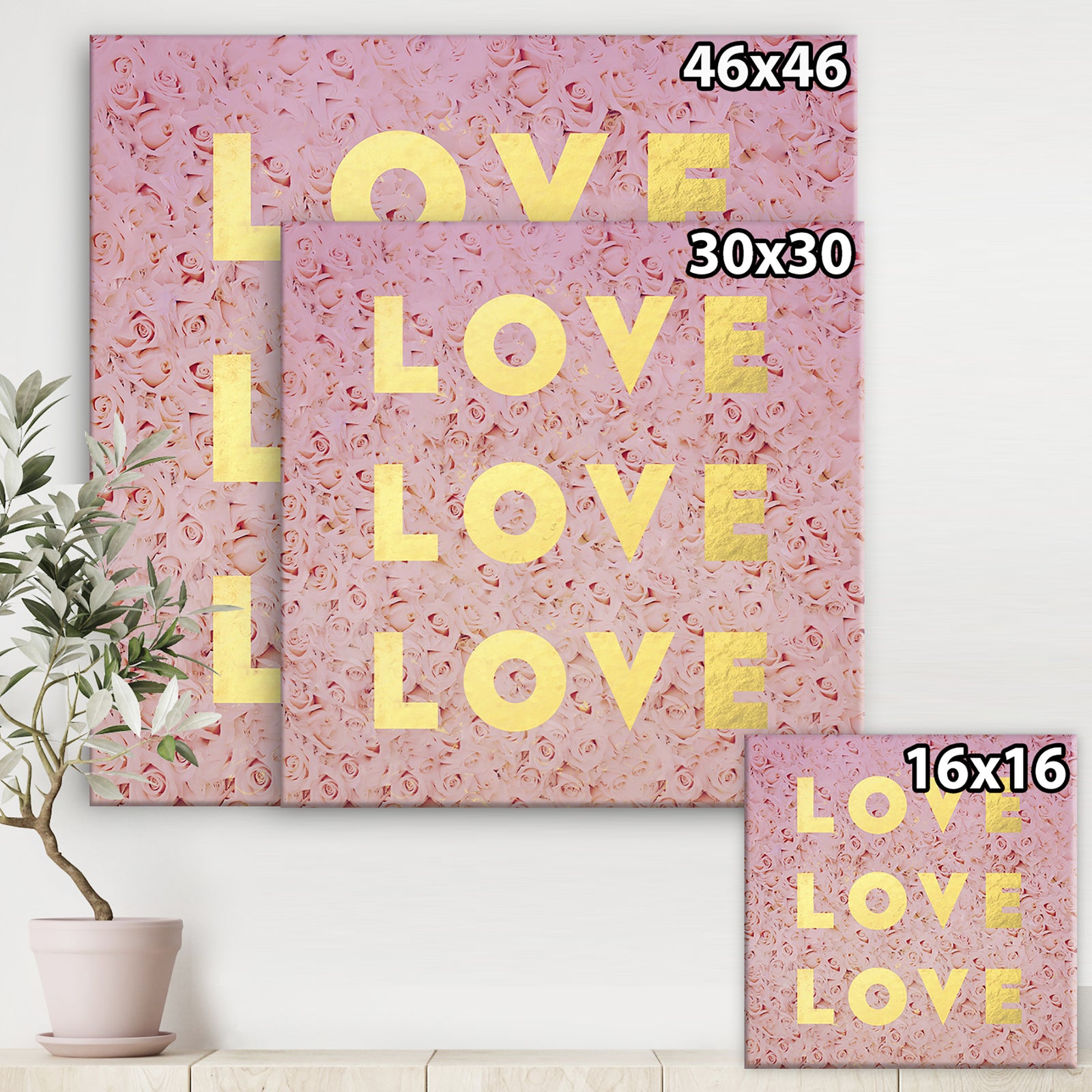 Love, Love, Love - Glam Canvas Wall Art