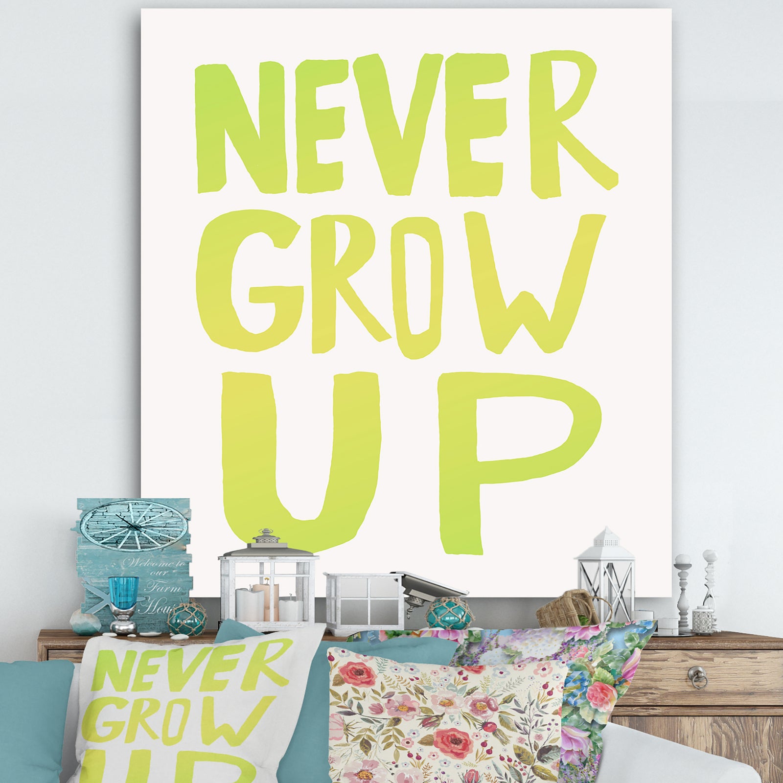 Never Grow Up - Cottage Canvas Artwork