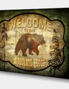 Welcome_Lodge Bear - Cottage Canvas Art Print