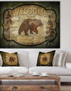 Welcome_Lodge Bear - Cottage Canvas Art Print