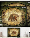 Welcome_Lodge Bear - Cottage Canvas Art Print