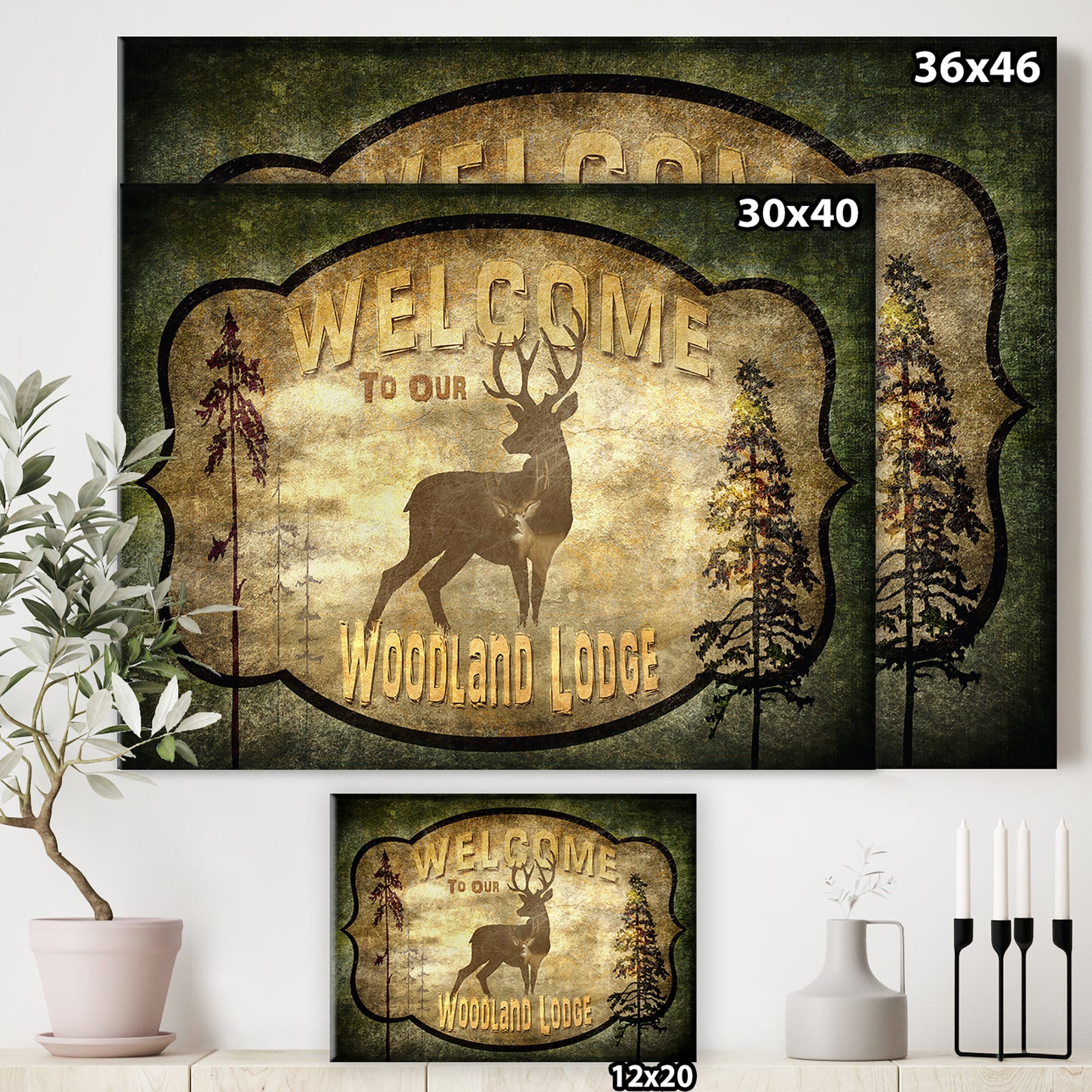 Welcome_Lodge Deer - Cottage Gallery-wrapped Canvas