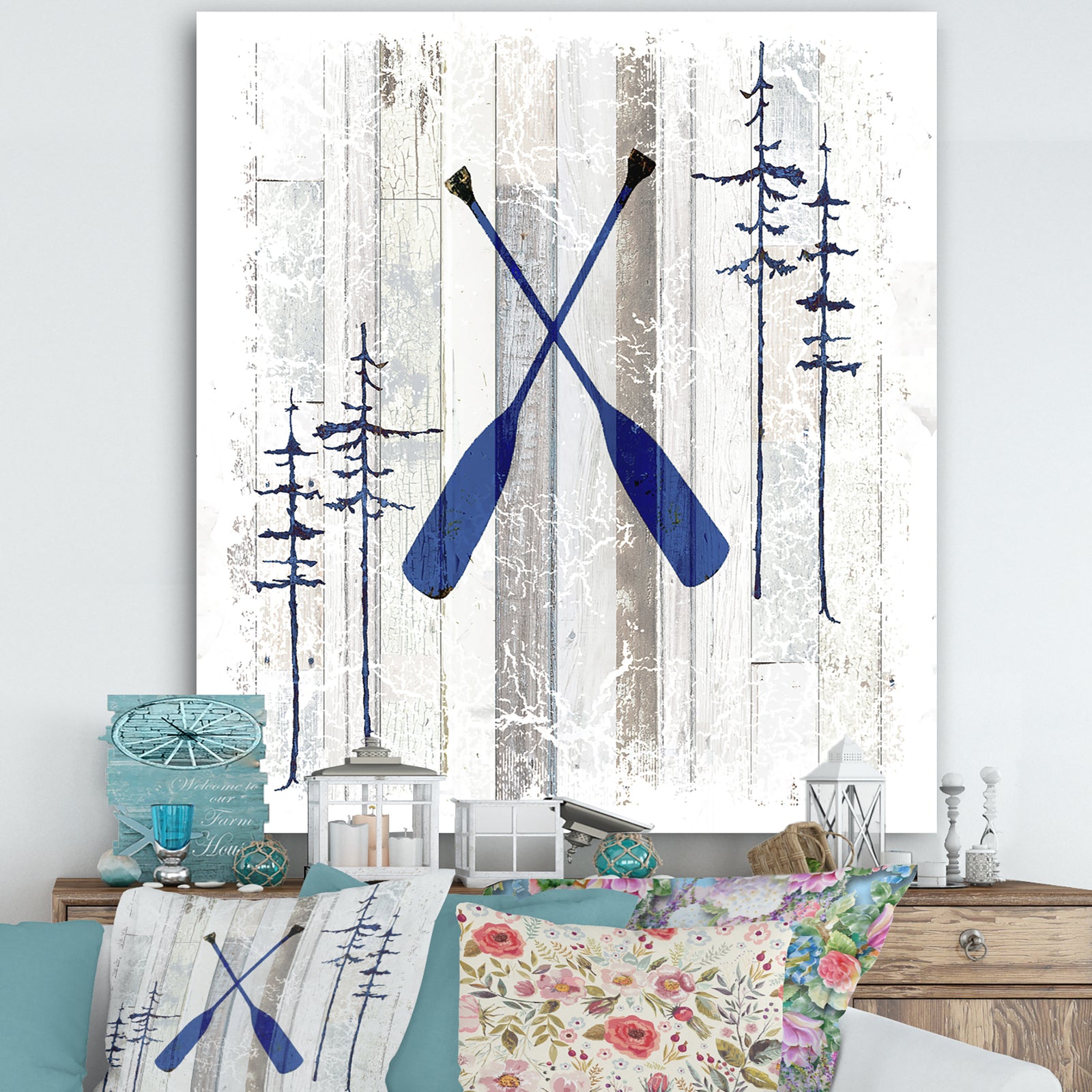 The Blue Moose - Oars - Cottage Canvas Wall Art