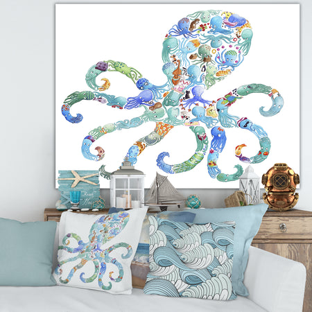 Octopus Made Of Octopus - Nautical & Coastal Canvas Art Print