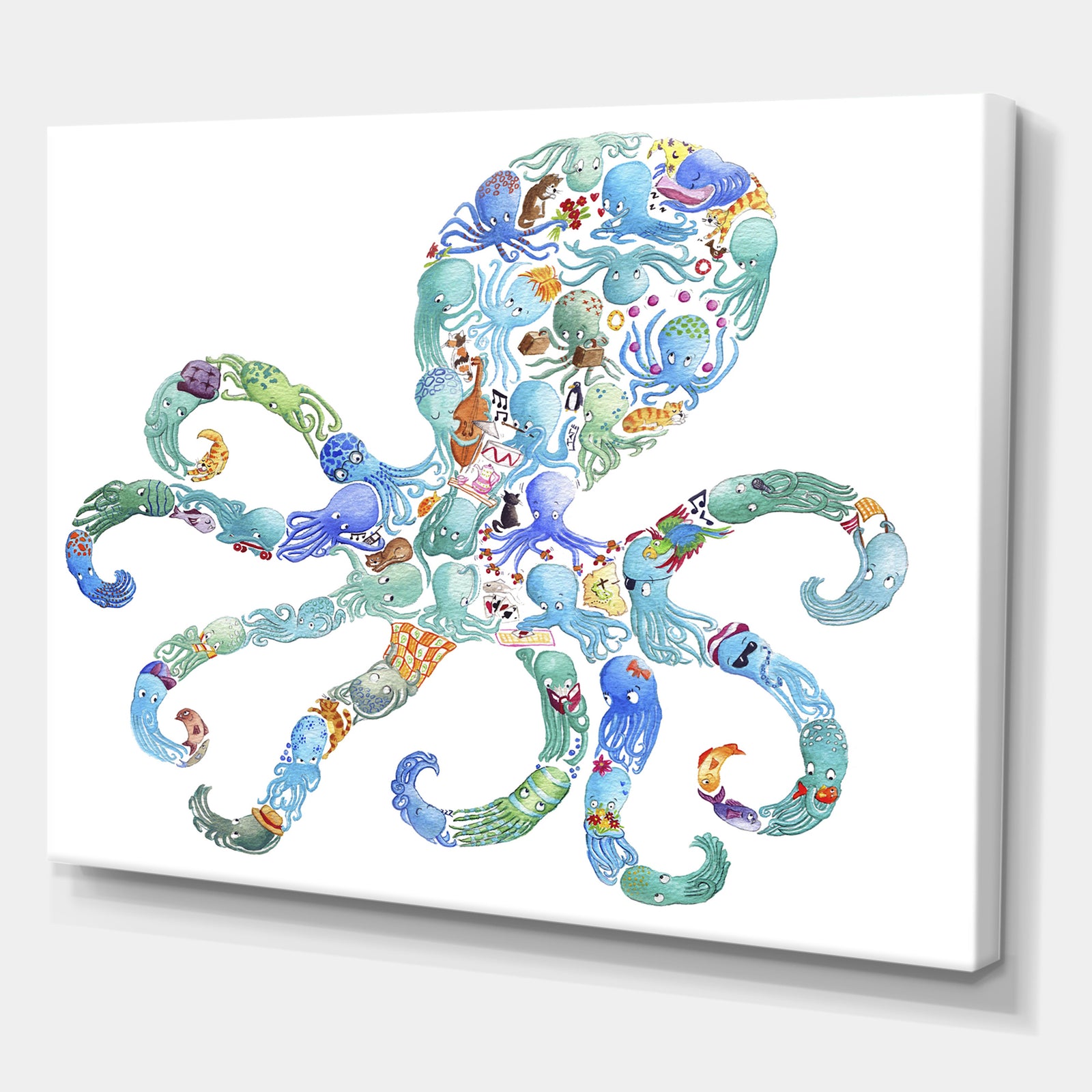 Octopus Made Of Octopus - Nautical & Coastal Canvas Art Print
