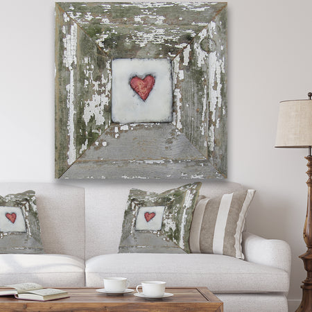 Hearts - Desire Distressed White - Cottage Gallery-wrapped Canvas