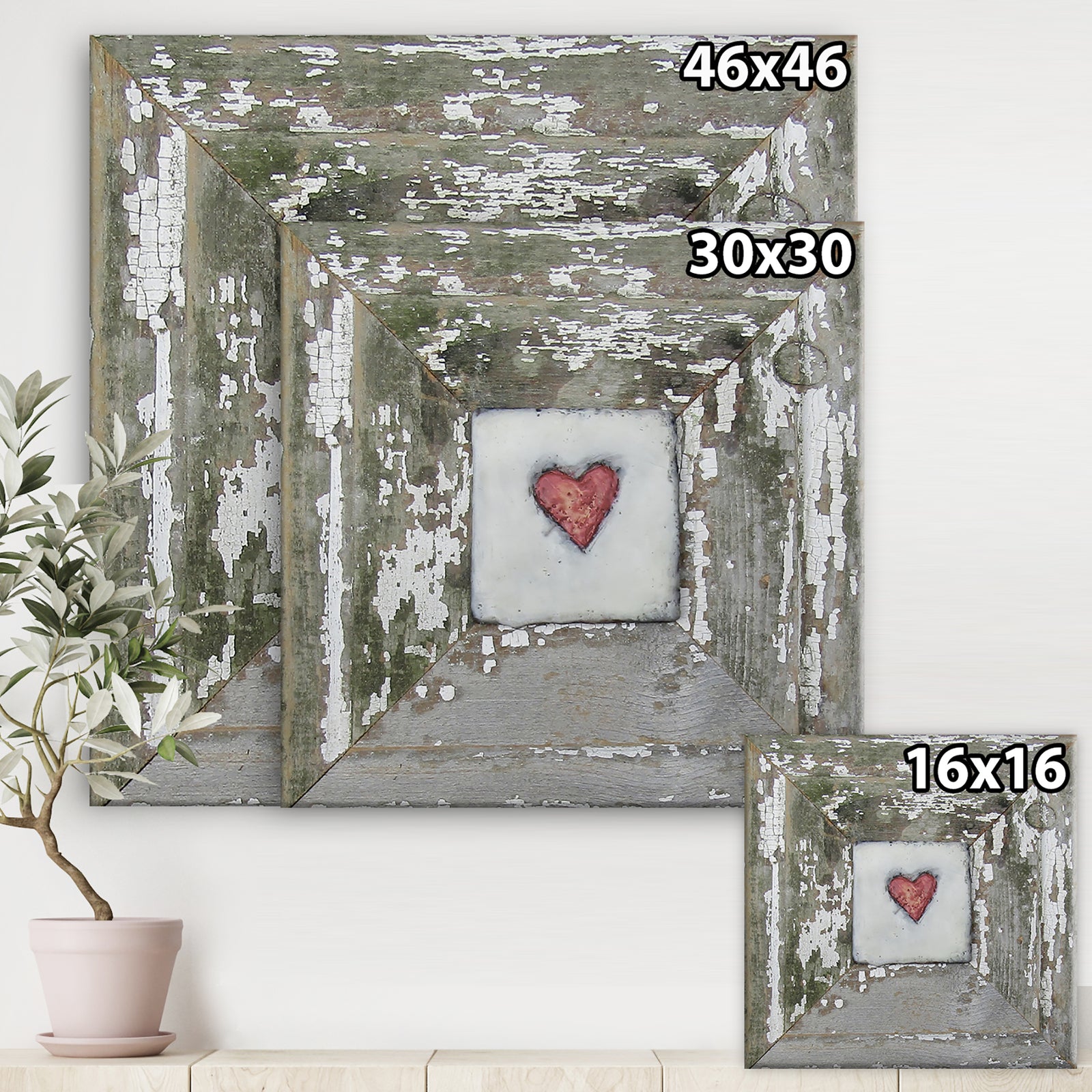 Hearts - Desire Distressed White - Cottage Gallery-wrapped Canvas