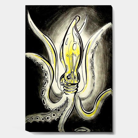 Light Bulb Squid - Nautical & Coastal Canvas Artwork