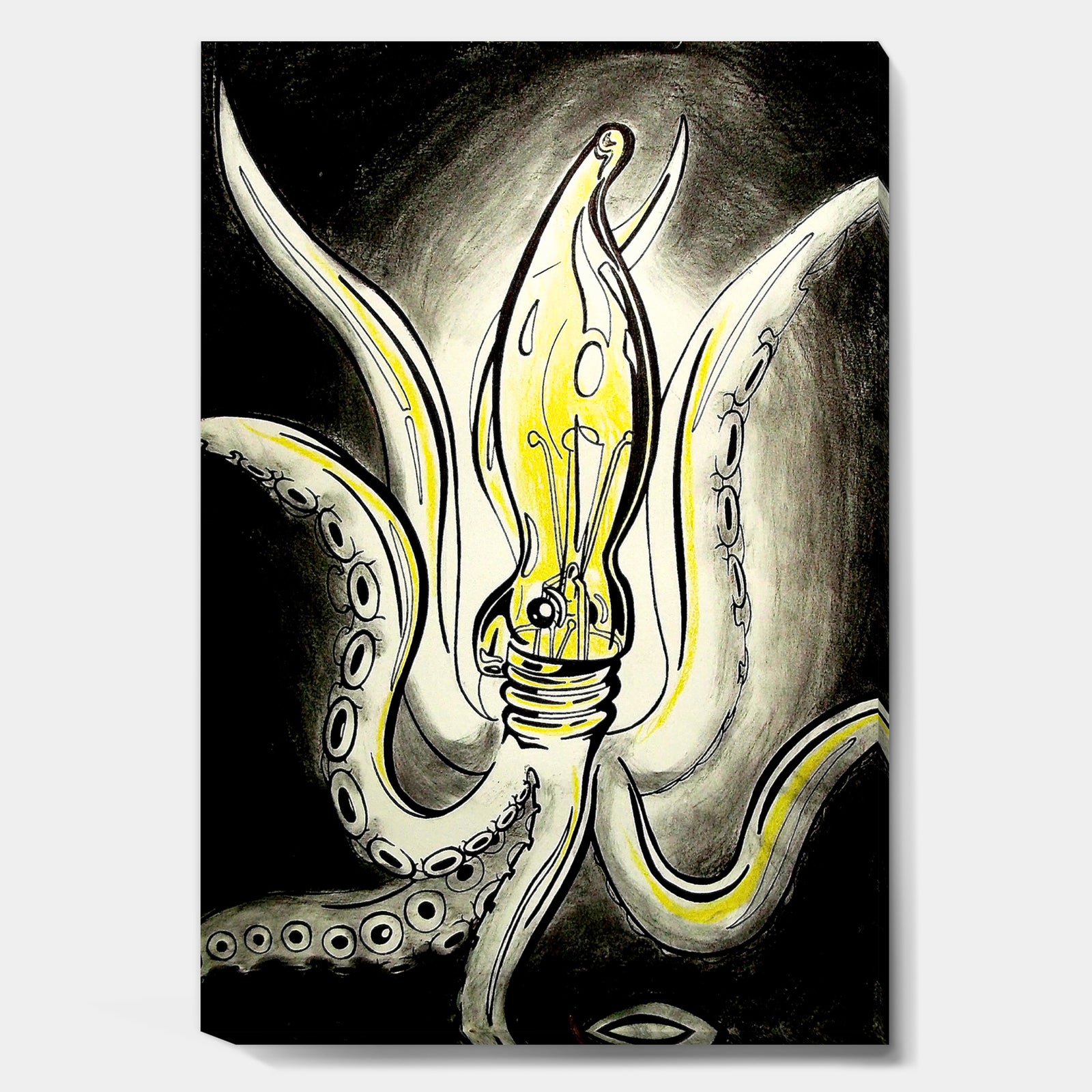 Light Bulb Squid - Nautical & Coastal Canvas Artwork