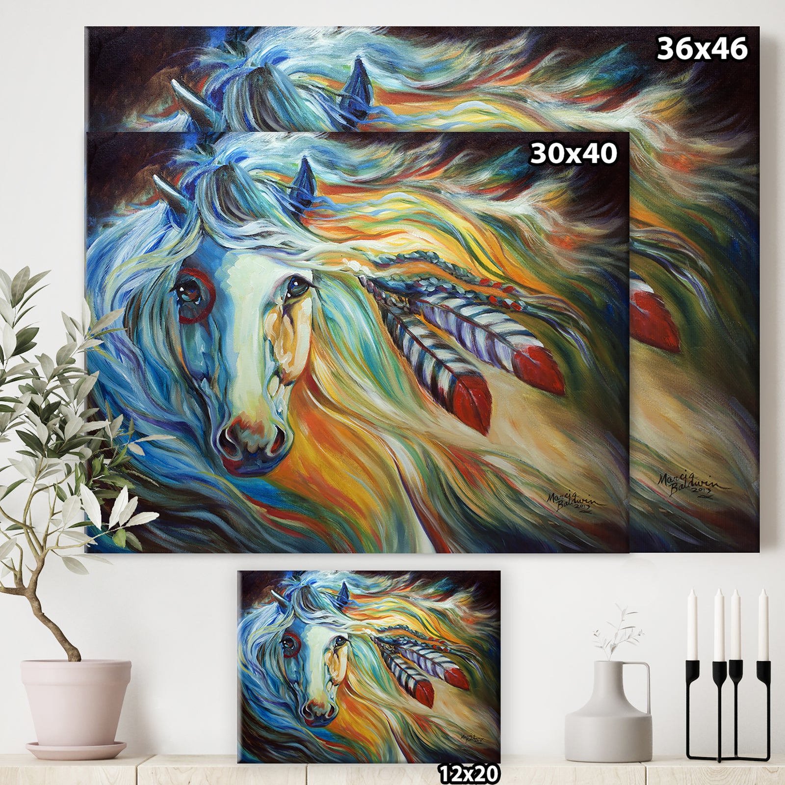 Breaking Dawn Indian War Horse - Cottage Canvas Art Print