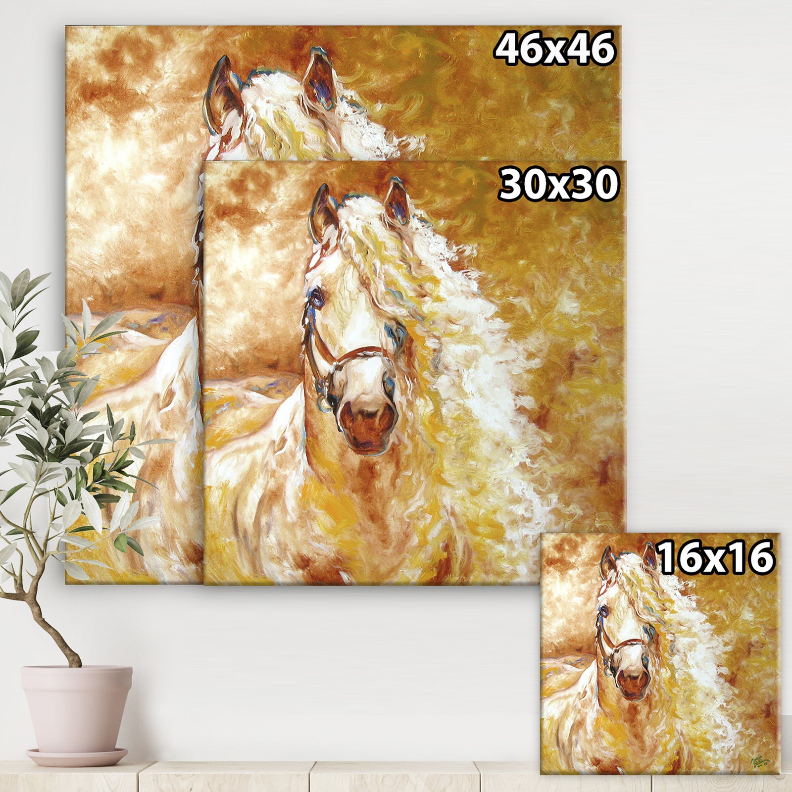 Golden Grace Andalusian Equine - Cottage Canvas Art Print