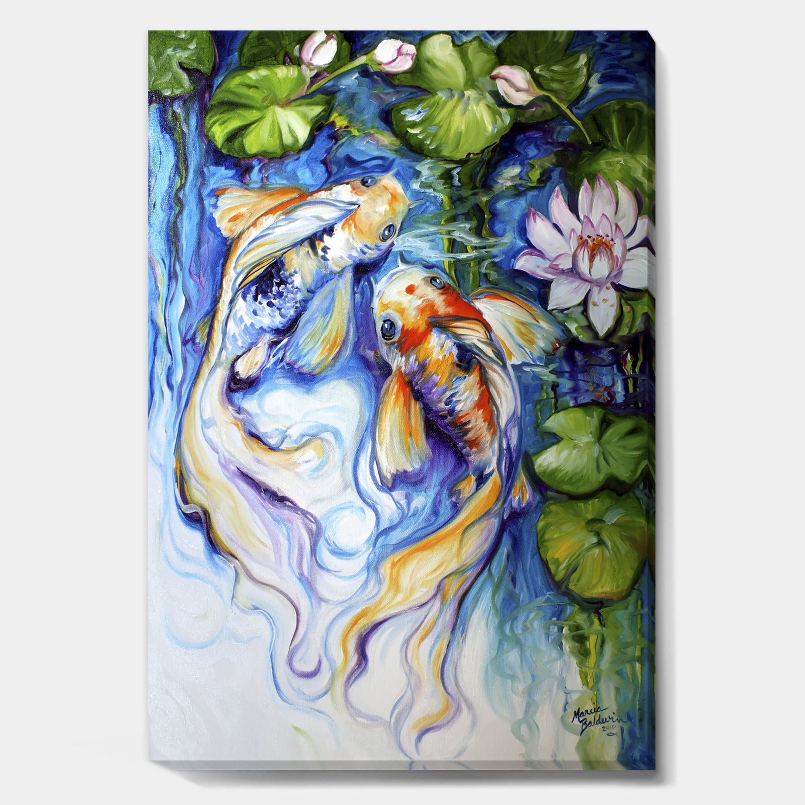 Koi Koi And Lily - Nautical & Coastal Premium Canvas Wall Art