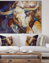 Power Longhorn Abstract - Cottage Canvas Wall Art