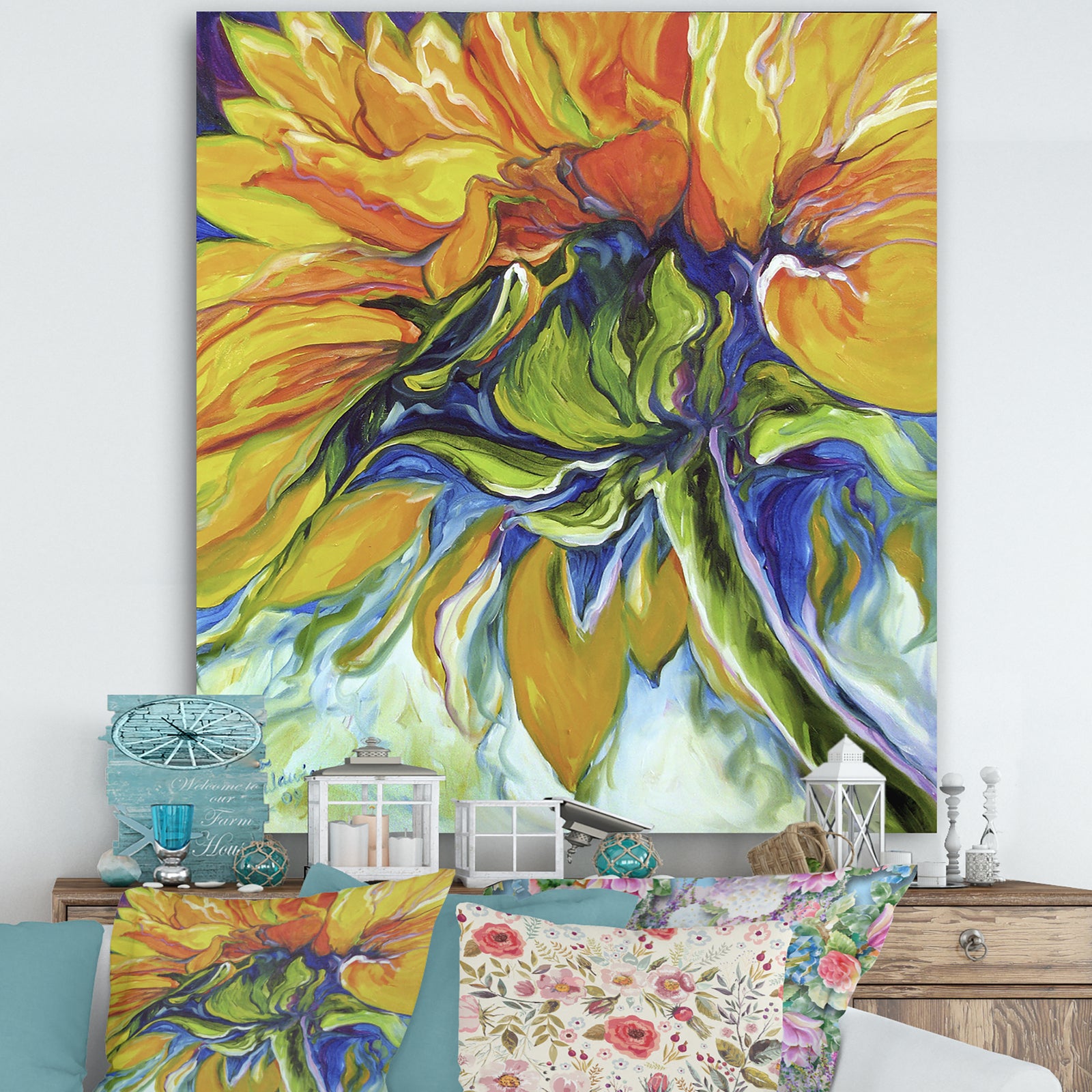 Sunflower In July - Cottage Gallery-wrapped Canvas