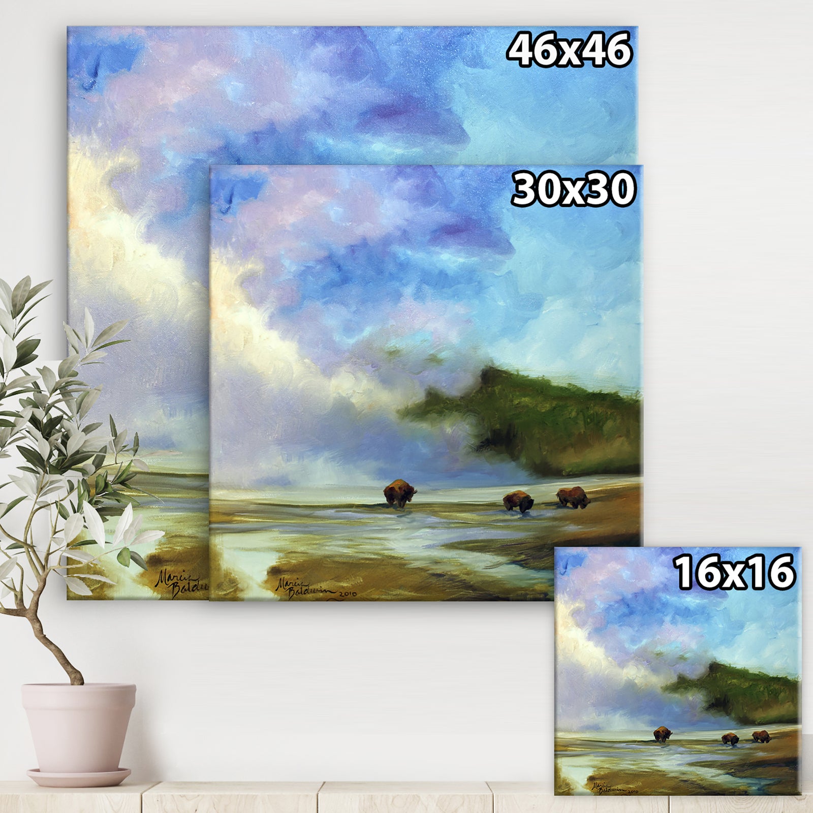 Yellowstone Buffalo Landscape - Lake House Gallery-wrapped Canvas