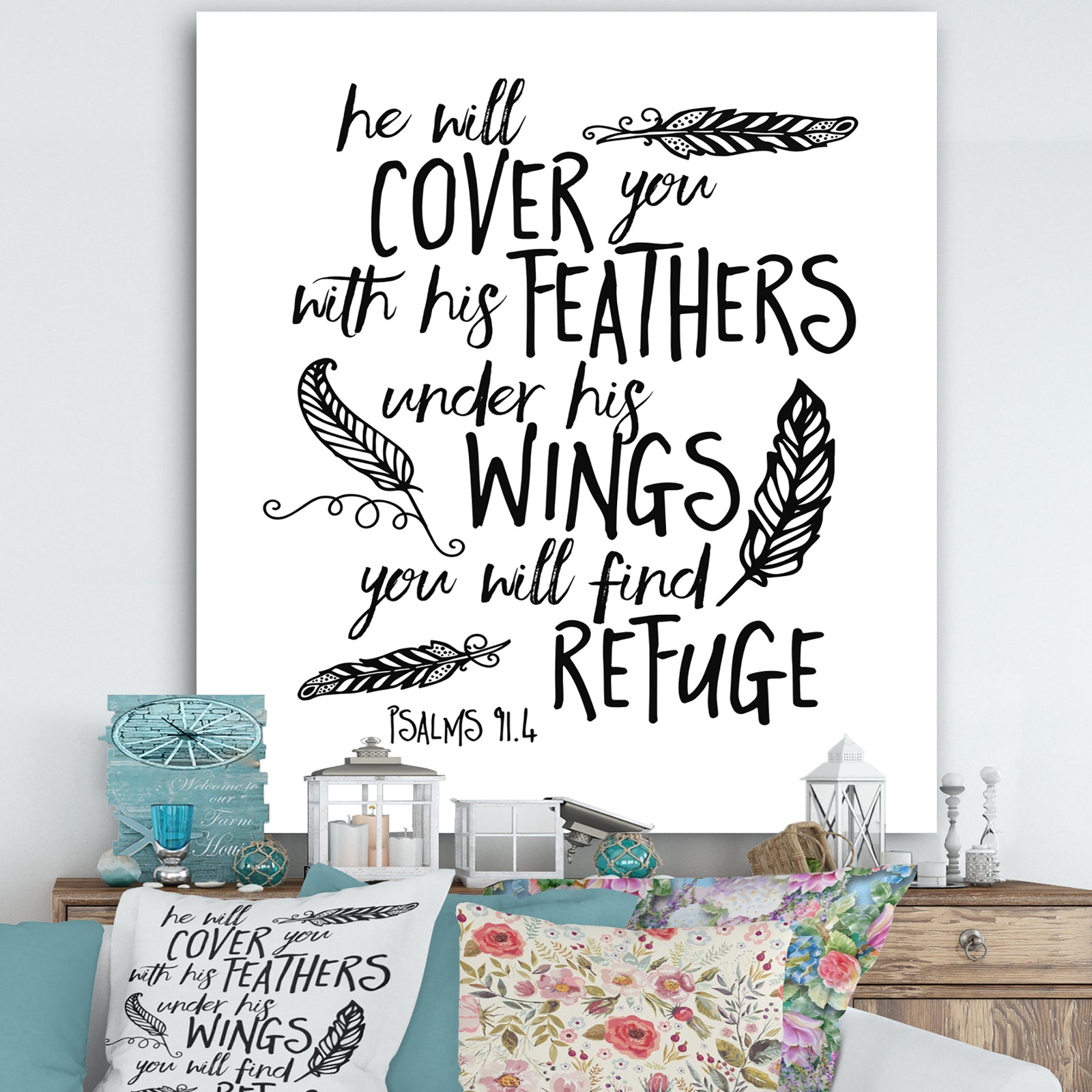 Cover You With Feathers - Cottage Premium Canvas Wall Art