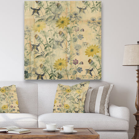 Floral Collage Layered Papers - Cottage Canvas Artwork