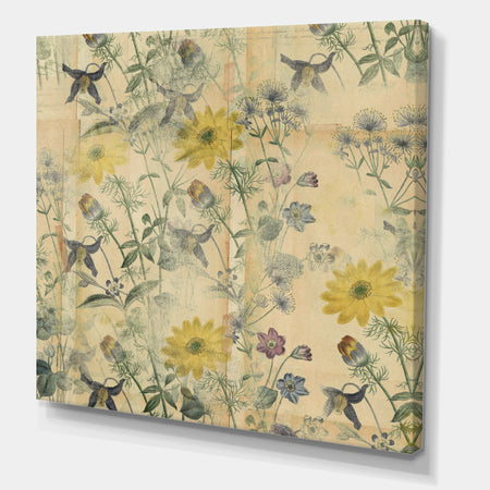 Floral Collage Layered Papers - Cottage Canvas Artwork