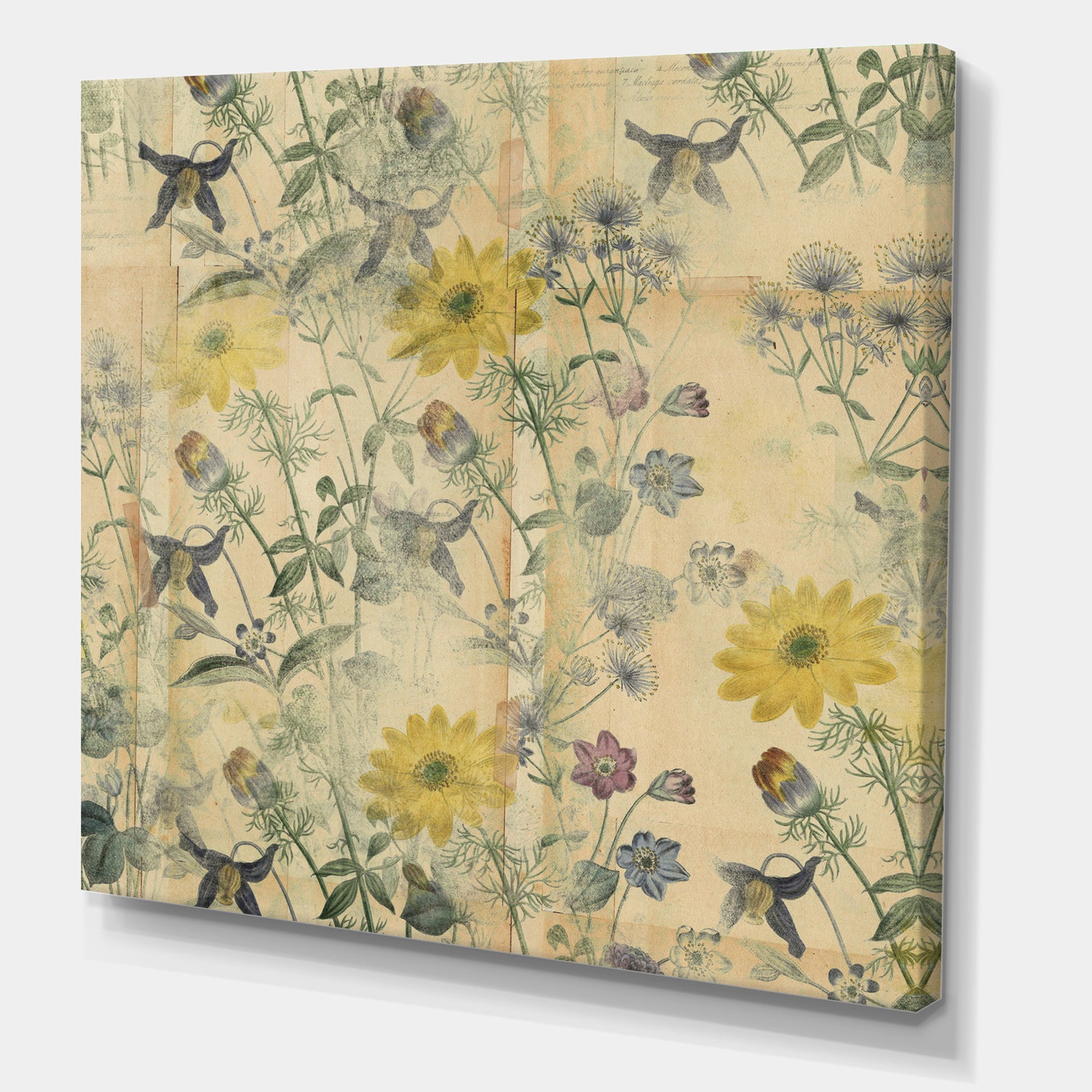 Floral Collage Layered Papers - Cottage Canvas Artwork