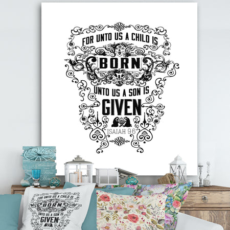 For Unto Us - Cottage Premium Canvas Wall Art