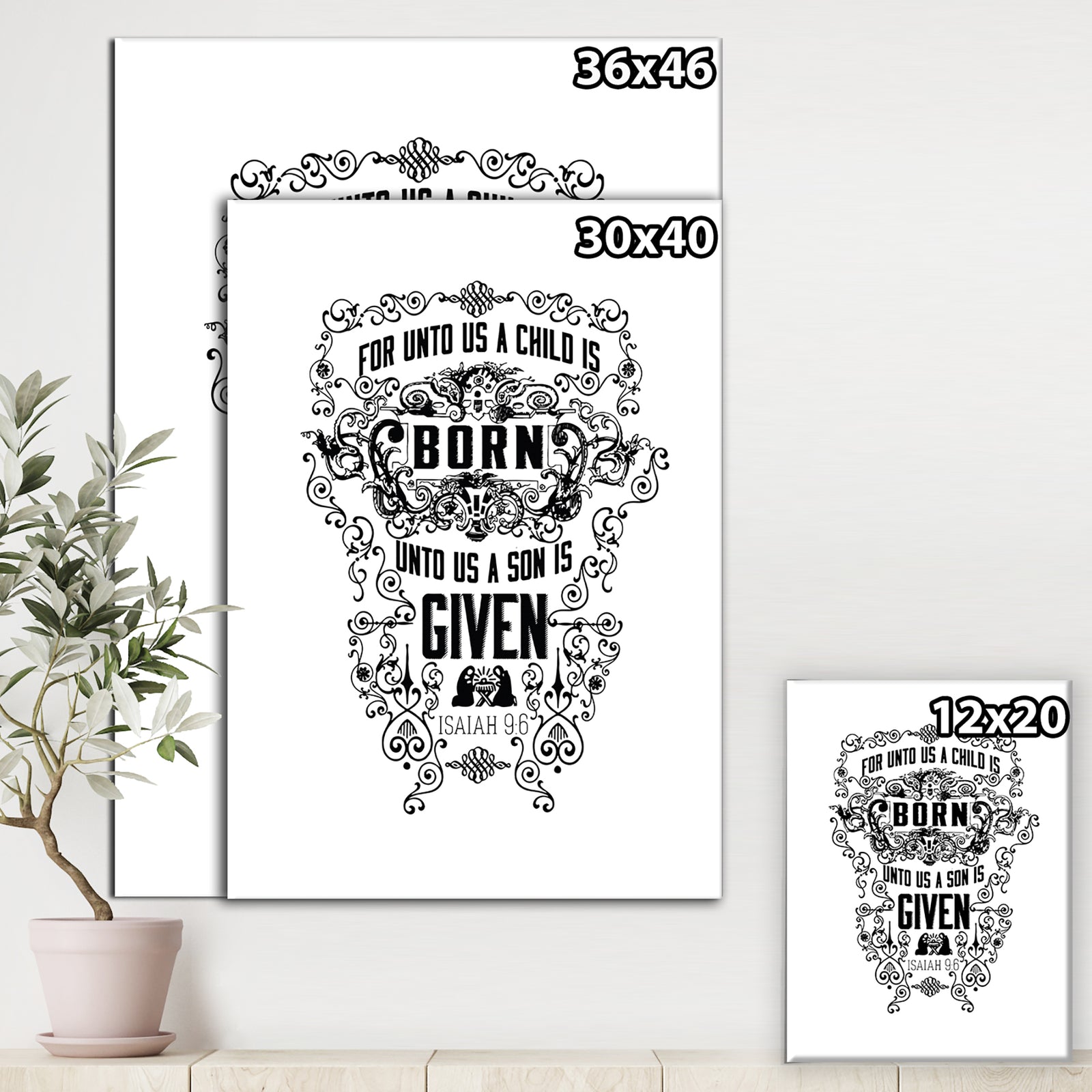 For Unto Us - Cottage Premium Canvas Wall Art
