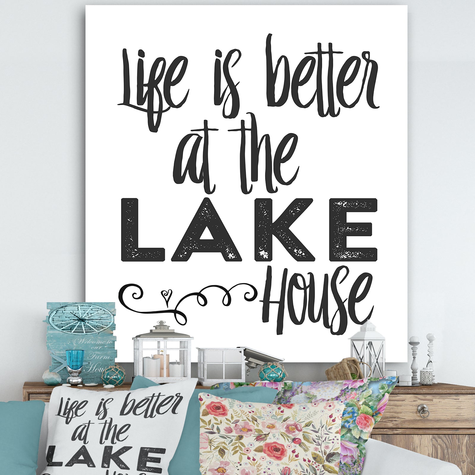 Lifes Better Lake - Lake House Canvas Artwork