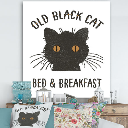 Old Black Cat - Cottage Canvas Wall Art