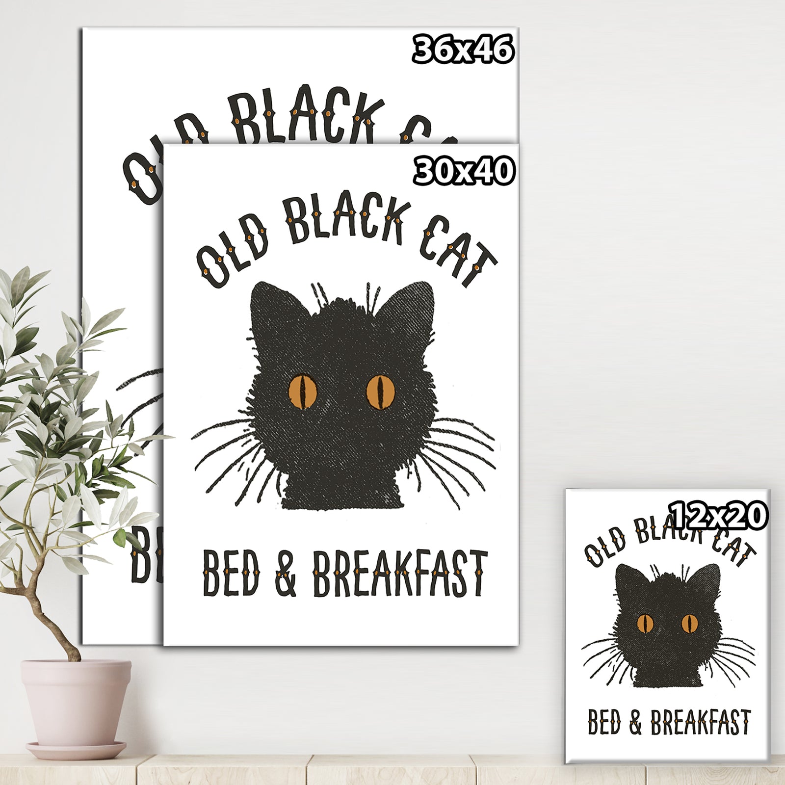 Old Black Cat - Cottage Canvas Wall Art