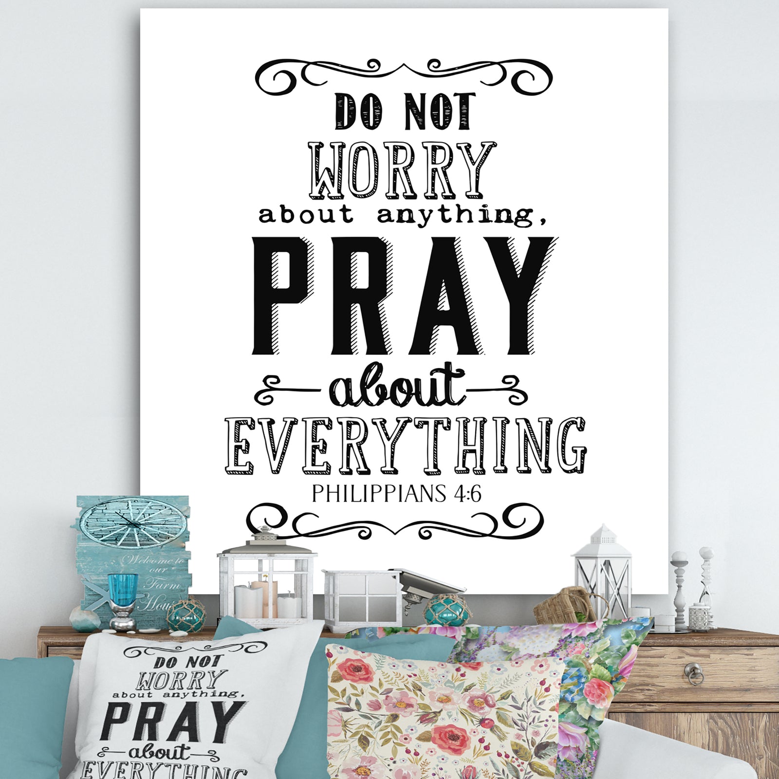 Pray About Everything - Cottage Canvas Art Print