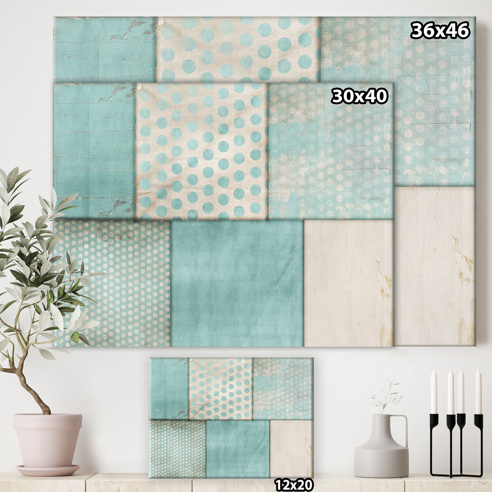 Teal Print Collage - Mid-Century Modern Gallery-wrapped Canvas