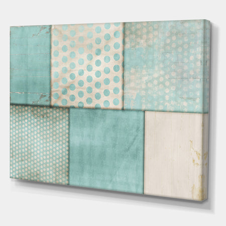 Teal Print Collage - Mid-Century Modern Gallery-wrapped Canvas