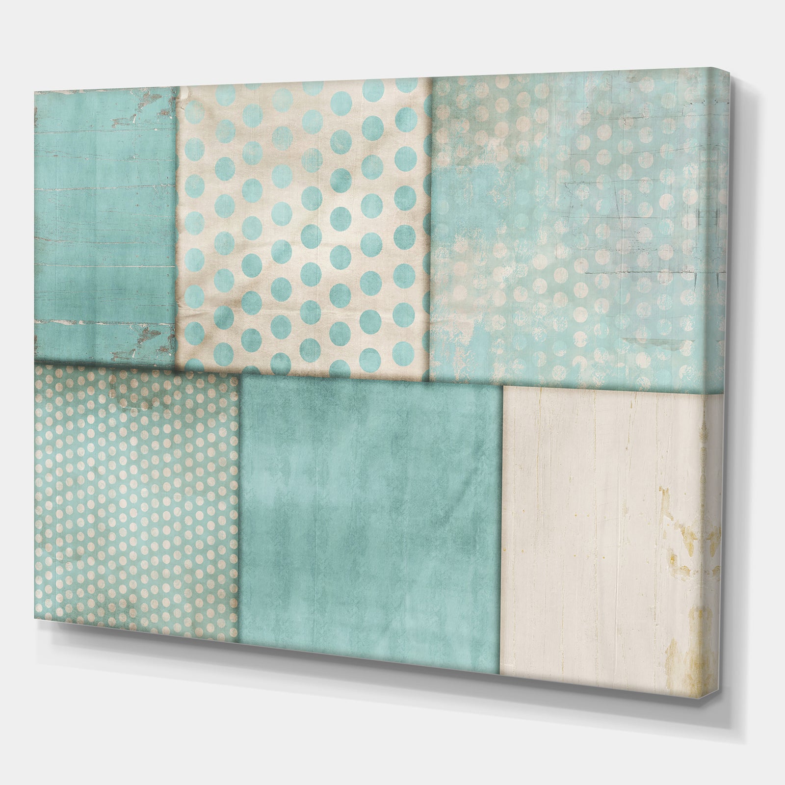 Teal Print Collage - Mid-Century Modern Gallery-wrapped Canvas