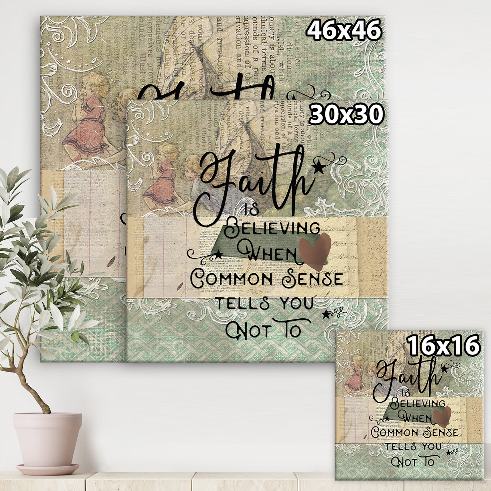 Faith is Believeing - Cottage Canvas Wall Art