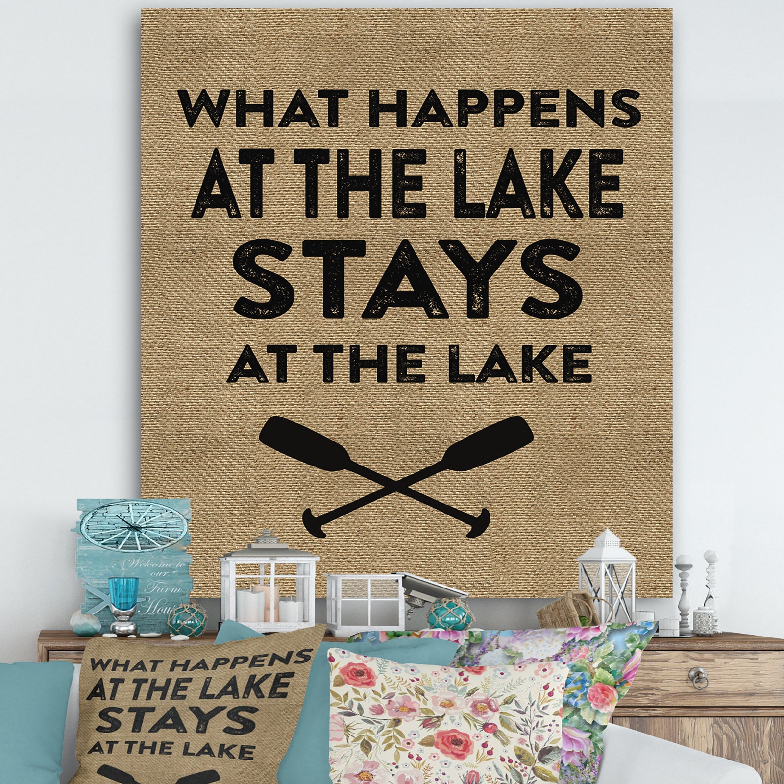 Stays At The Lake - Lake House Canvas Wall Art